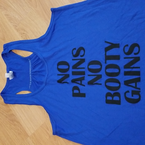 Bella + canvas blue tank top no pain no booty gains size medium - Picture 2 of 8
